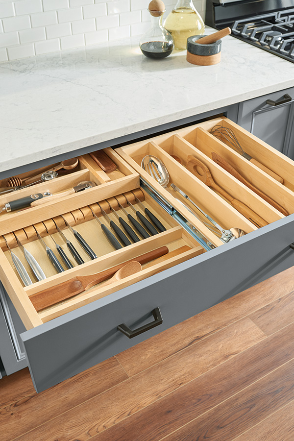 Diamond at Lowes - Organization - Solid Wood Tiered Cutlery Divider